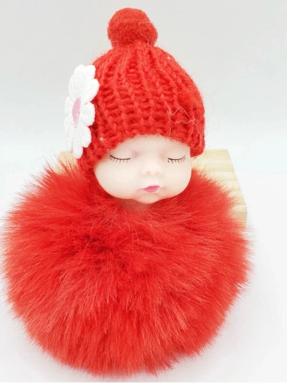 5 Pcs Plush Pom-Pom Baby Doll Keychain - Blue